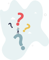 Ask questions, FAQ, problem or curiosity, doubt and confusion to be answer, challenge and uncertainty, unknown information or solution concept, character life .