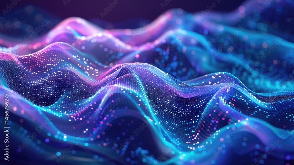 Poster abstract picture of colorful particle with sparkle electric style design connect become energy struc