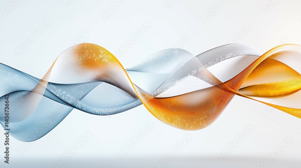 Aufkleber colorful abstract waves in blue and orange creating a fluid dynamic visual.
