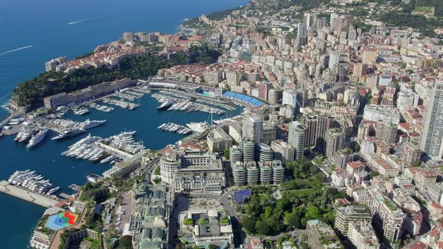  Aerial view of Monaco on the French Riviera - Sunshine above the richest city state in the World	