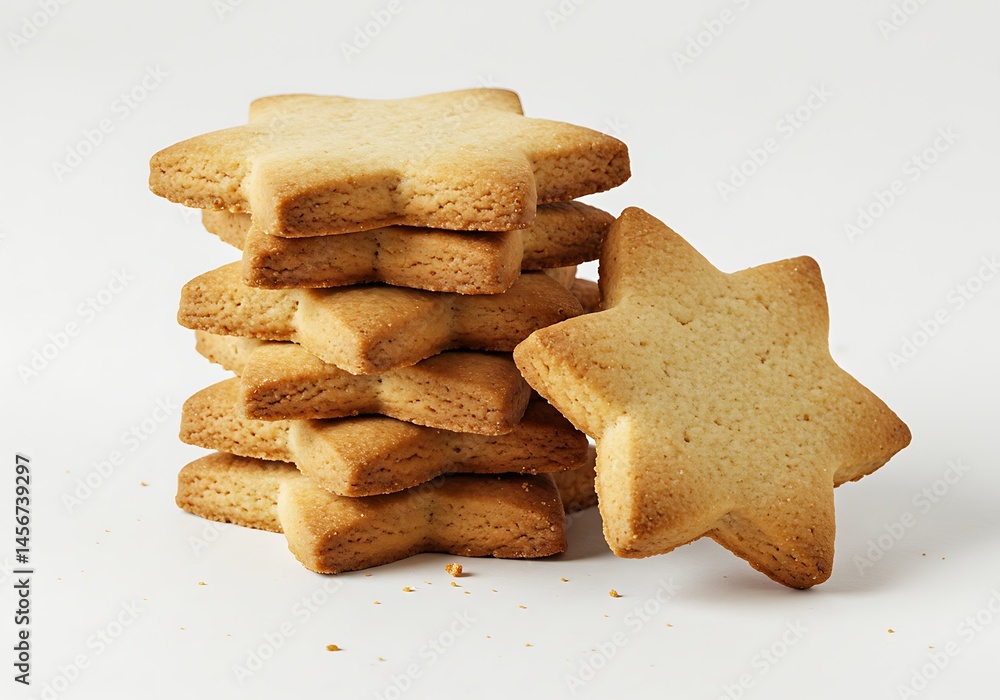 Aufkleber a stack of star shaped cookies with one cookie leaning against the stack on a white background