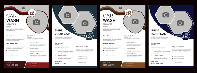 Creative Car wash flyer design template , professional car wash service layout, car cleaning service poster, Creative Car Wash Flyer , Abstract design carwash flyer bundle, Car Detailing