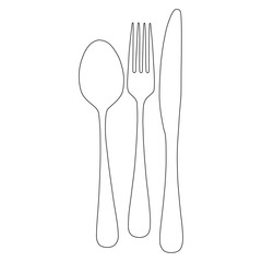 Cutlery line art vector design. Cutlery outline illustration design.