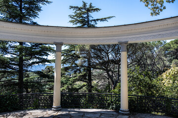 panoramic natural landscape on a sunny spring day in the mountains near the sea