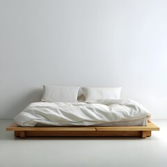 Minimalist Bed with White Bedding in Spacious Modern Bedroom