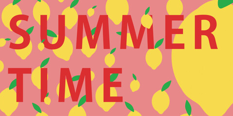 Vector illustration with the inscription Summer time and lemons
