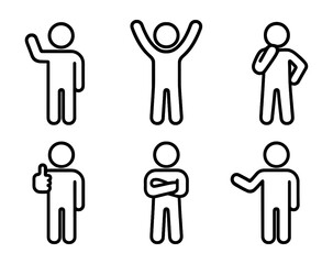 Fototapeta premium Outline stick figures showing various gestures and poses