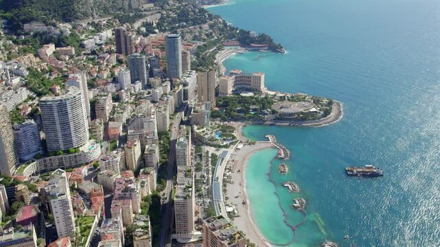  Aerial view of Monaco on the French Riviera - Sunshine above the richest city state in the World	