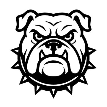 Fierce Bulldog Mascot Illustration in Bold Black and White Flat Style