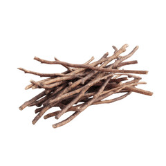 Obraz premium Pile of Twigs and Branches on Green Screen - Natural Wood Texture