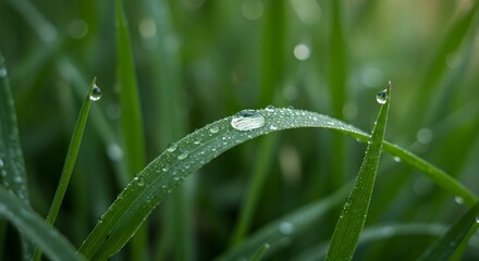 Water droplets on green grass