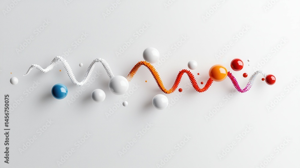 Poster colorful abstract shapes creating a dynamic wave design on a white background.
