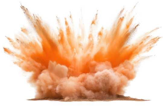 Powerful explosion of orange dust