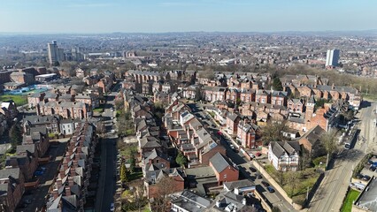 Rows of Terraced houses in Nottingham City UK