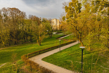 A path with unusual shapes that leads to Gradowa Mountain in Gdańsk.