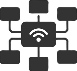 Network Icon with Wireless Symbol and Connected Devices Icon