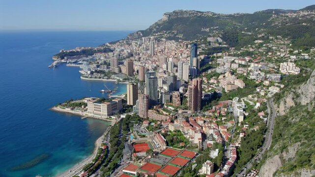  Aerial view of Monaco on the French Riviera - Sunshine above the richest city state in the World	