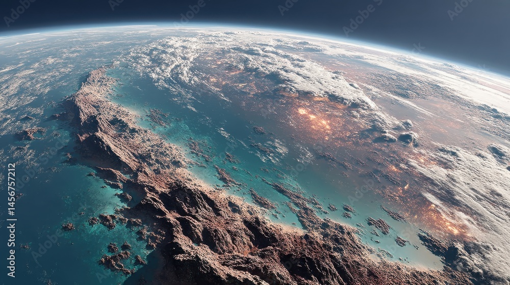 Poster a computer generated image of a planet concept of futuristic technology,photo stock