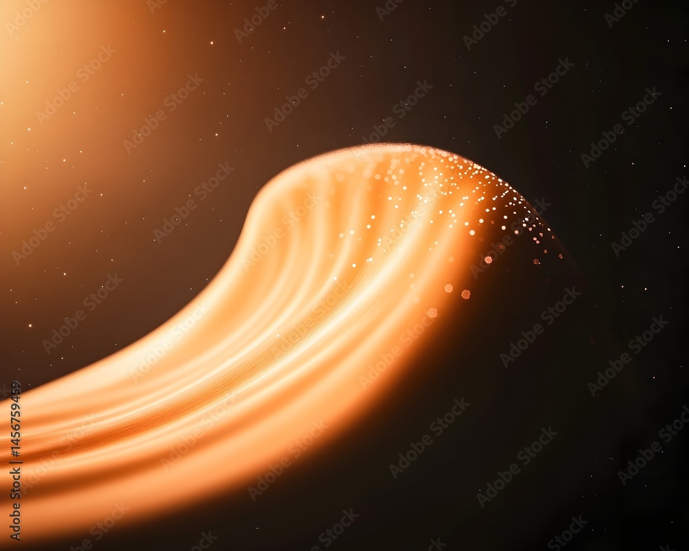 Poster smooth, amber wave flows across dark background, illuminated by soft light, creating a luxurious, el
