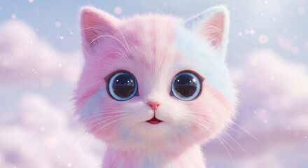 Cute Cat Portrait in Clouds