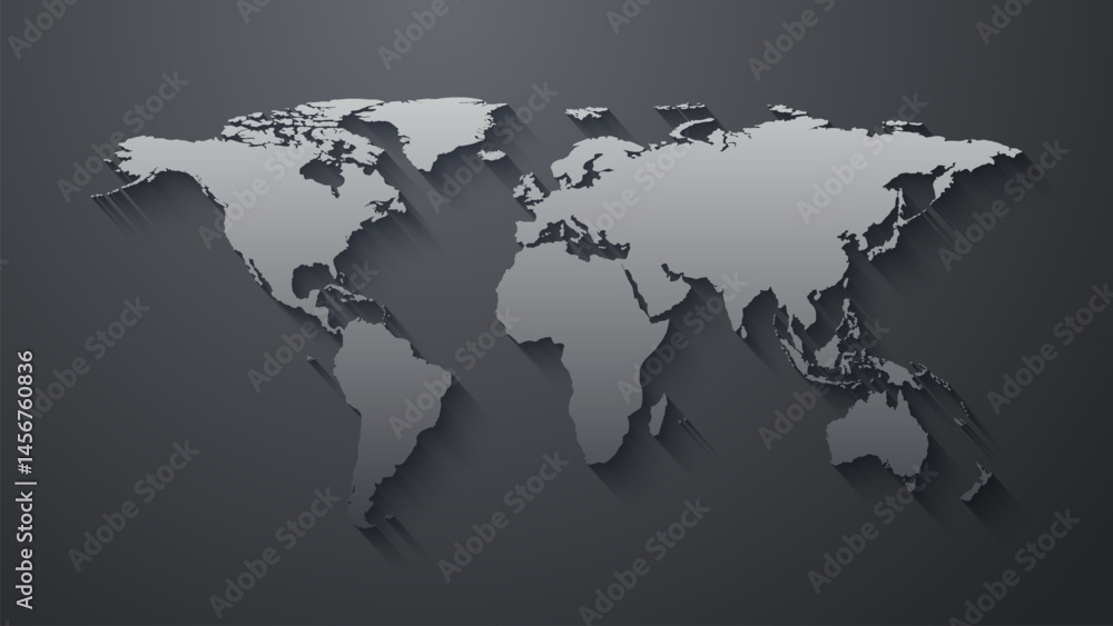 Poster 3d globe world map template. 3d wolrd map design for education, science, web presentations. realisti
