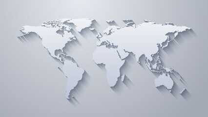 3D Globe World Map Template. 3D wolrd map Design for Education, Science, Web Presentations. Realistic Vector Illustration. 3D world map with realistic depth effect vector illustration.