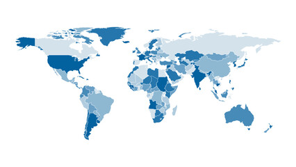 World map vector with isolated on white and black background. Modern vector world map. Silhouette map vector illustration.