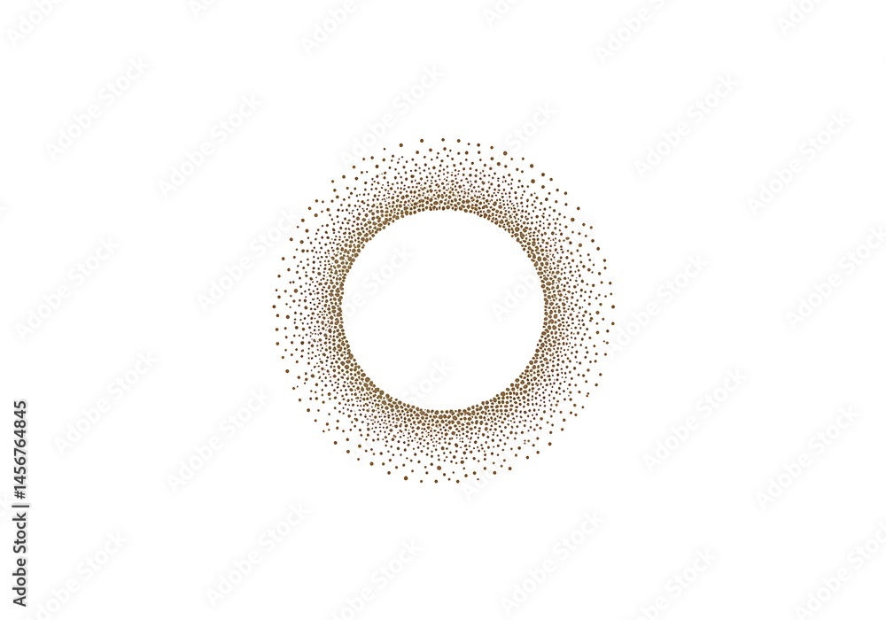 Poster a circular pattern of small dots radiating outward on a white background with a central white circle