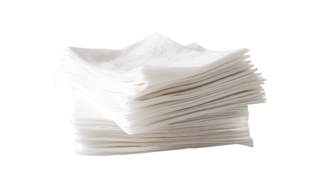 a stack of white napkins on a white surface