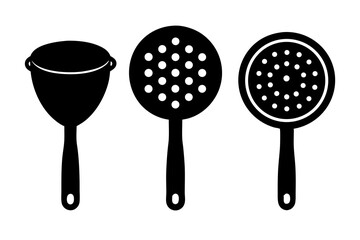 set of Strainer  icon vector silhouette illustration isolated on white background