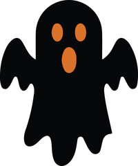 black ghost illustration, cute ghost cartoon, spooky cute ghost, Halloween ghost vector, smiling ghost art, cartoon phantom vector, adorable spirit clipart