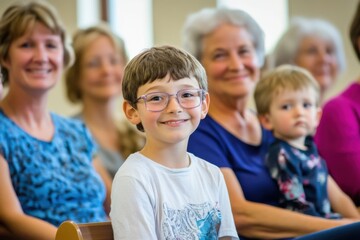 Fototapeta premium Smiles of joy shared among generations during a community gathering event