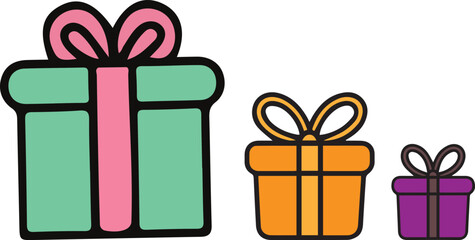 gift box vector, present box illustration, wrapped gift clipart, surprise box icon