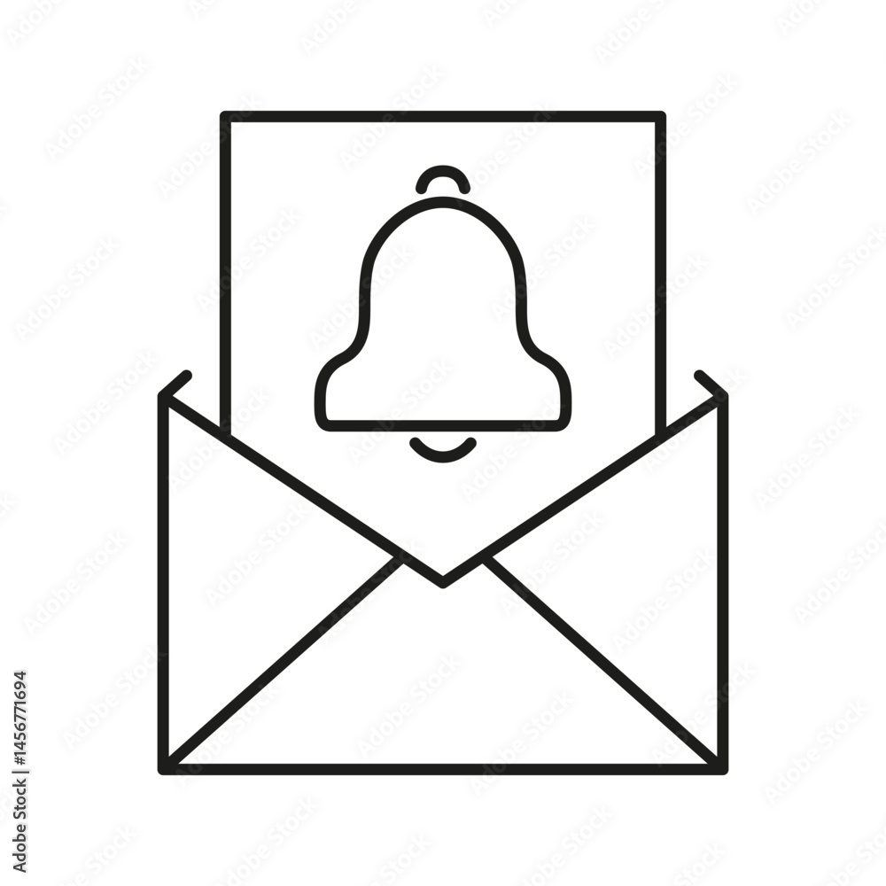 Poster email notification alert line icon. new message and communication reminder outline symbol. digital c