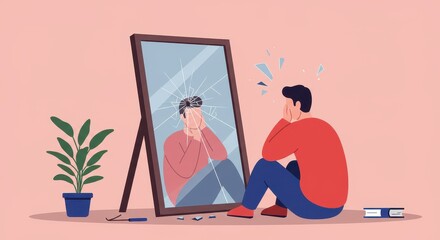 Shattered Reflection: A Man's Struggle with Internal Conflict and Mental Health