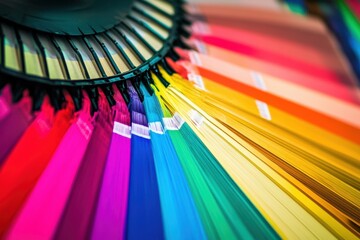 Vibrant color spectrum showcased in a creative display of paper swatches