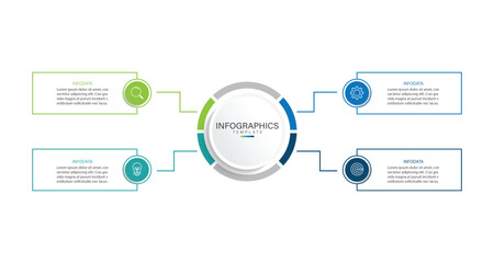 Vector infographic label design with circle infographic template design and 4 options or steps. Can be used for process diagram, presentations, workflow layout, banner, flow chart, info graph.