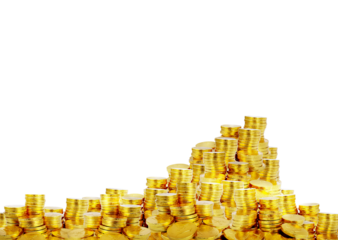 pile of gold coins PNG transparent..