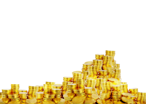 pile of gold coins PNG transparent..