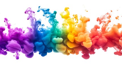 Fototapeta premium Rainbow ink swirling in water, vibrant colors