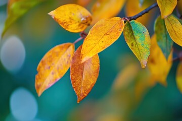 Obraz premium Vibrant autumn leaves showcasing a kaleidoscope of color in nature's embrace