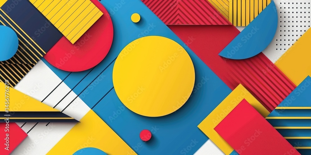 Poster abstract vibrant geometric fractal shapes on surface of contemporary design express scene of seamles