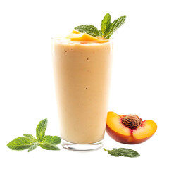 Peach Mint Smoothie in Porcelain Tumbler Isolated on Transparent Background