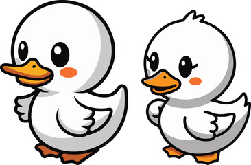 duck vector, cartoon duck, baby duckling, cute duck drawing, yellow duck, duck clipart, farm animal vector, waterfowl illustration,