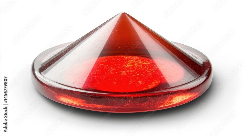 Poster red glass pyramid object close up studio shot on white background minimalist design abstract shape s