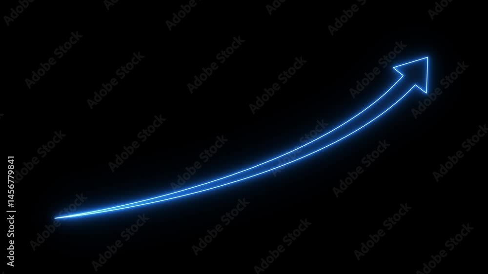 Poster neon business growth arrow animation. abstract business down to up arrow animation.business growth c