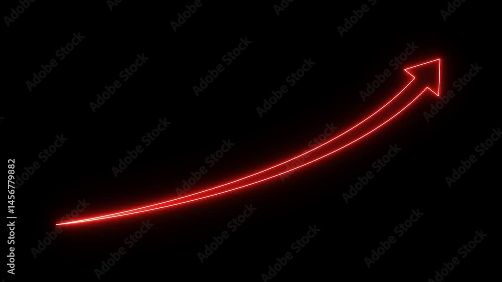 Poster neon business growth arrow animation. abstract business down to up arrow animation.business growth c