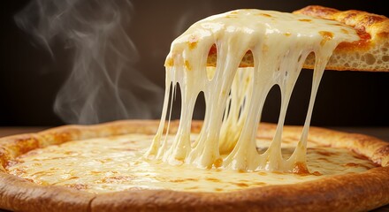Pizza with melted cheese