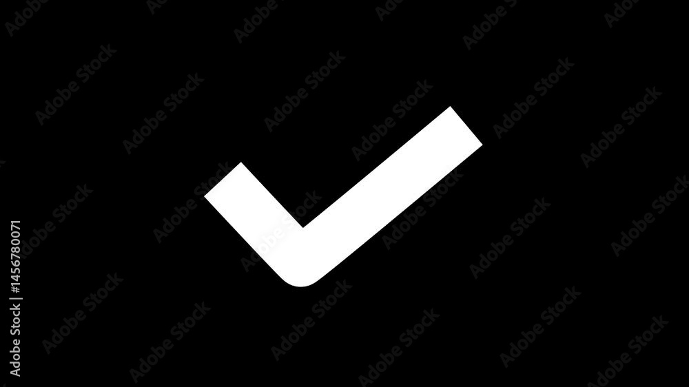 Poster tick mark or confirm icon animation. approved, select tick, success . isolated on green screen web d