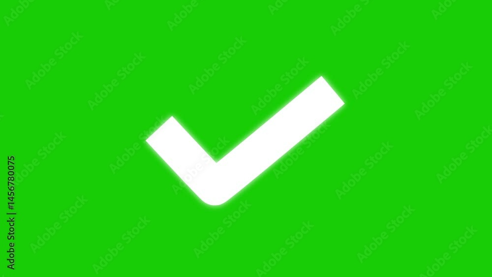 Poster tick mark or confirm icon animation. approved, select tick, success . isolated on green screen web d